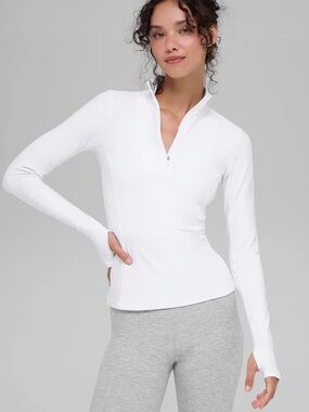 ALO Yoga Alosoft 1/2 Zip Rapid Pullover White Size Small